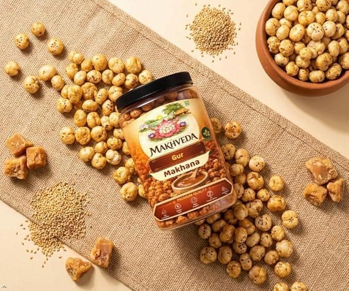 MAKHVEDA - Til Gur Makhana | Roasted Fox Nuts | Popped Lotus Seeds | Healthy Snack | Low Calorie, High Protein, Gluten Free | Sweet Sesame Jaggery Crunch view 4