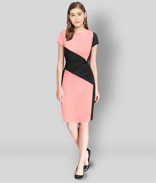 Dream Beauty Fashion Women Cotton Colorblock Bodycon Dress ( Multicolor )