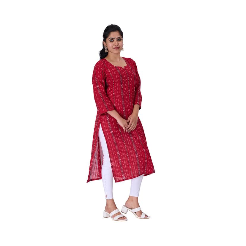 GUENDICHA HAAT Sambalpuri Certified Handloom Women's Pure Cotton Kurta view 4
