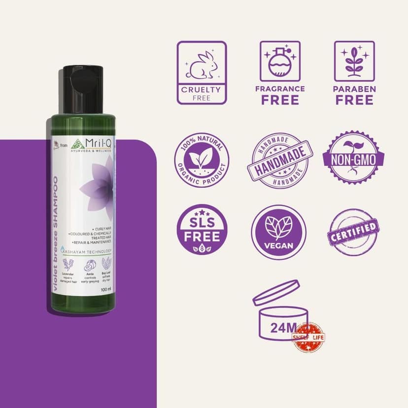 MrilQ Violet Breeze | Conditioning Shampoo | Dry, Curly, Chemically Treated Hair | Sulphate, Paraben & SLS Free view 7
