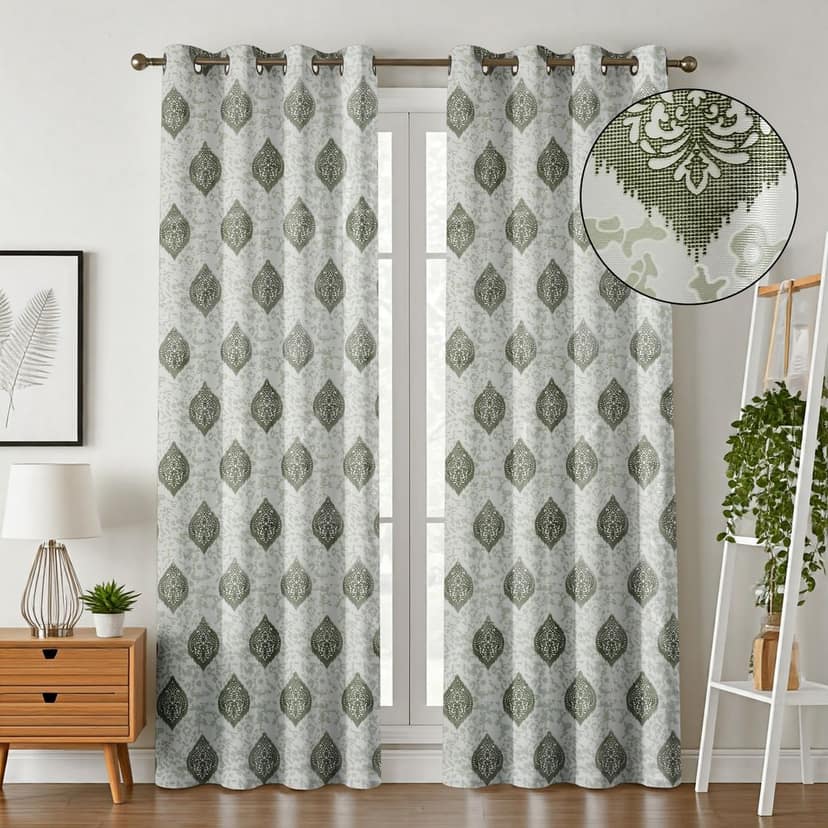 Luxury Blackout Curtains for Bedroom, 100% Light Blocking Thermal Insulated Grommet Top Room Darkening Curtains