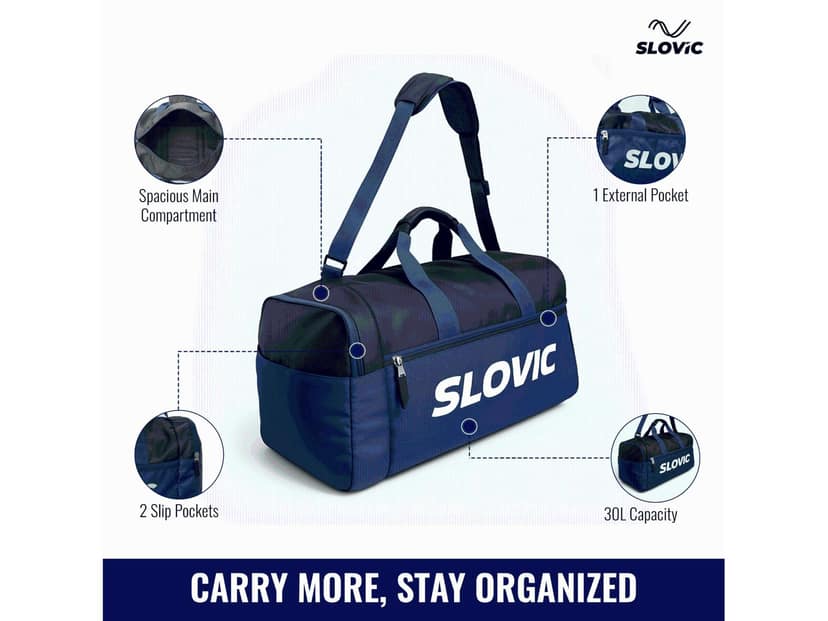 Slovic Large Duffle Bag with 2 Slip Pockets, External Pocket and Main Compartment view 2
