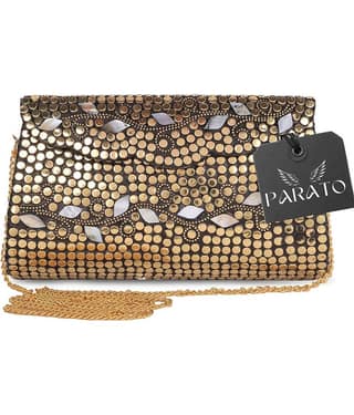 PARATO - Gold Metal Box Clutch