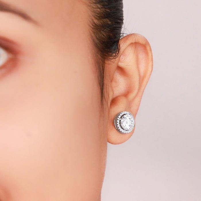Silver Classic Kiara Round Studs view 2
