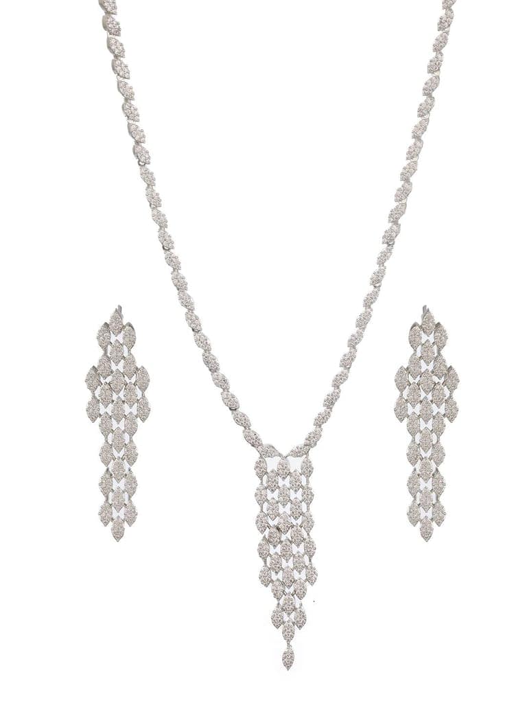 Silver Toned Ad Studded Quirky Drop Designer Wedding Partywear Jewellery Set view 5
