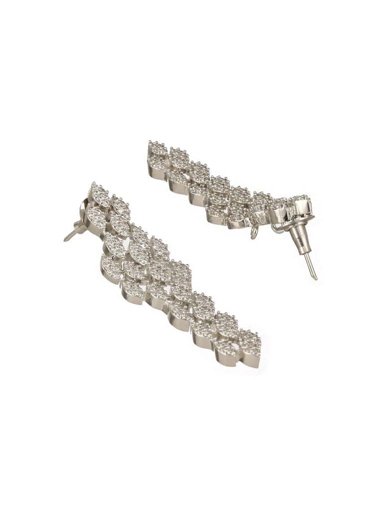 Silver Toned Ad Studded Quirky Drop Designer Wedding Partywear Jewellery Set view 6