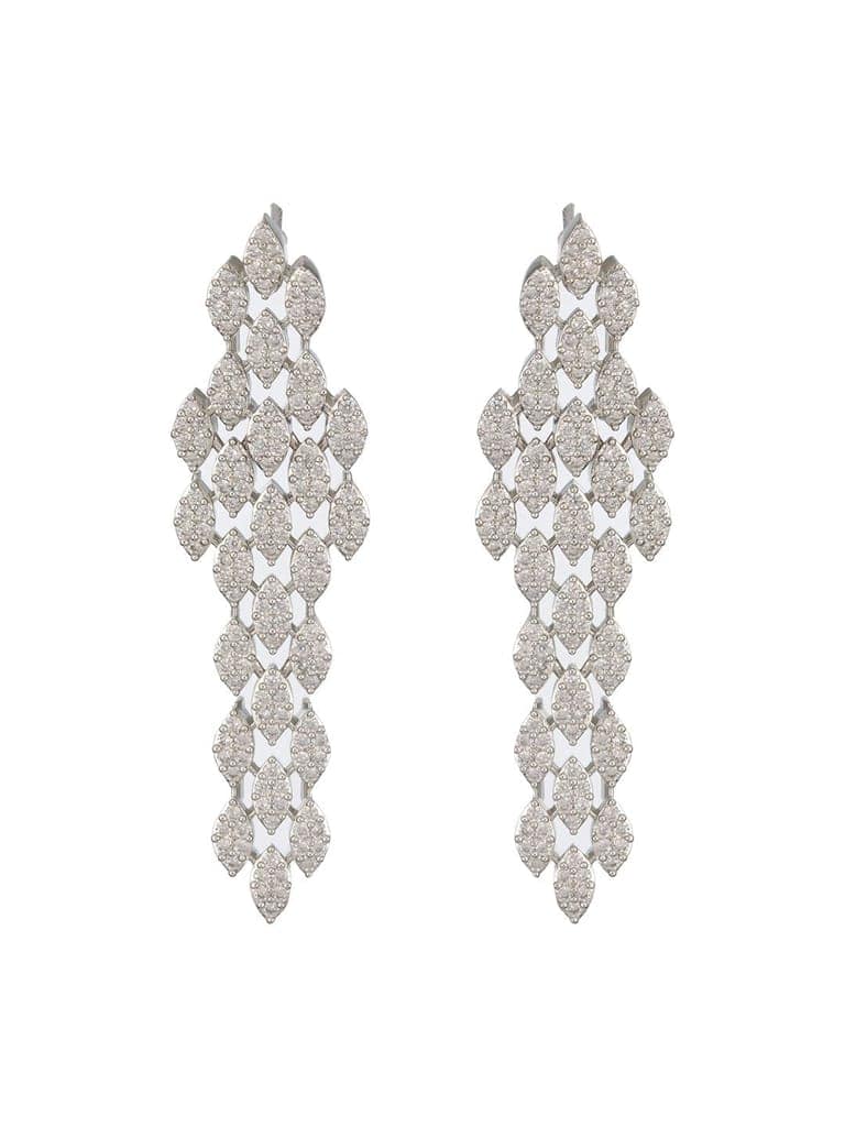 Silver Toned Ad Studded Quirky Drop Designer Wedding Partywear Jewellery Set view 7