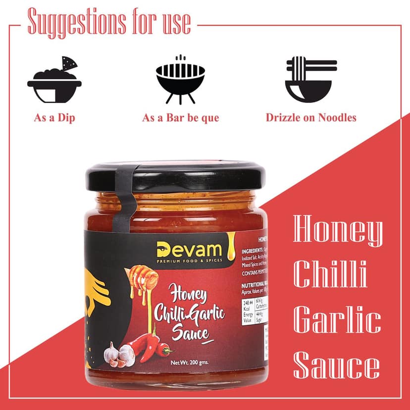 Devam Honey Chilli Garlic Sauce, 200g view 5