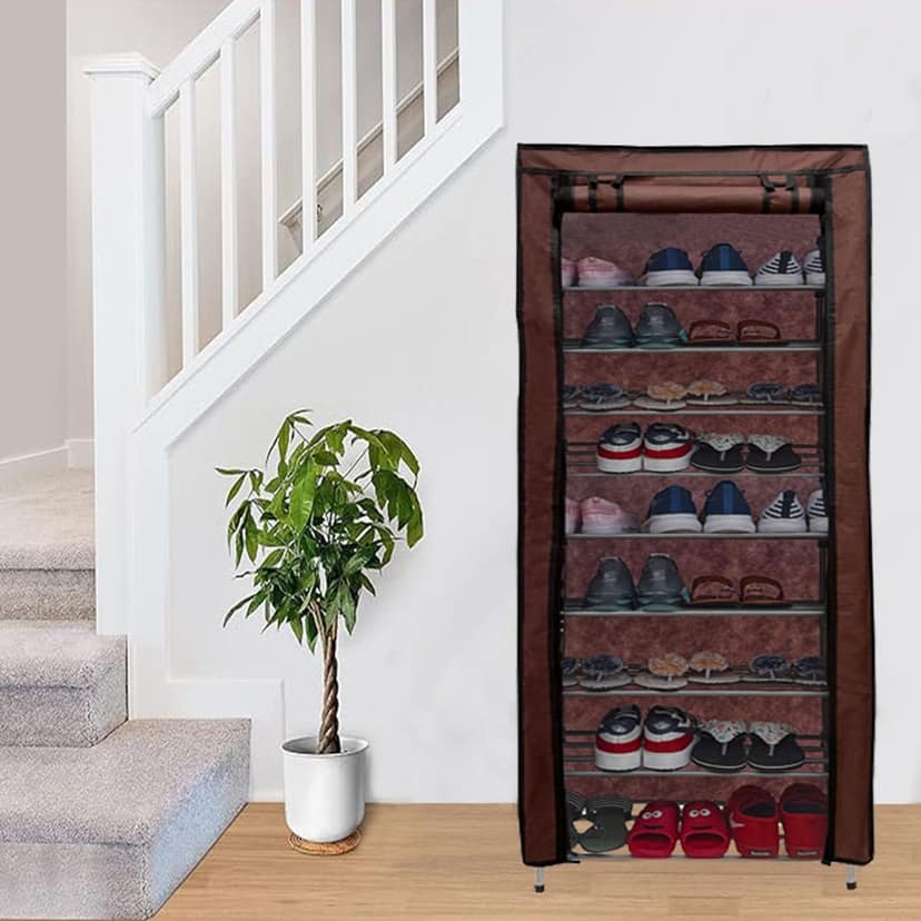 Philoshop 9 Layer Metal Shoe Rack with Dustproof Non-Woven Fabric Cover – Spacious & Stylish Storage Organizer view 2