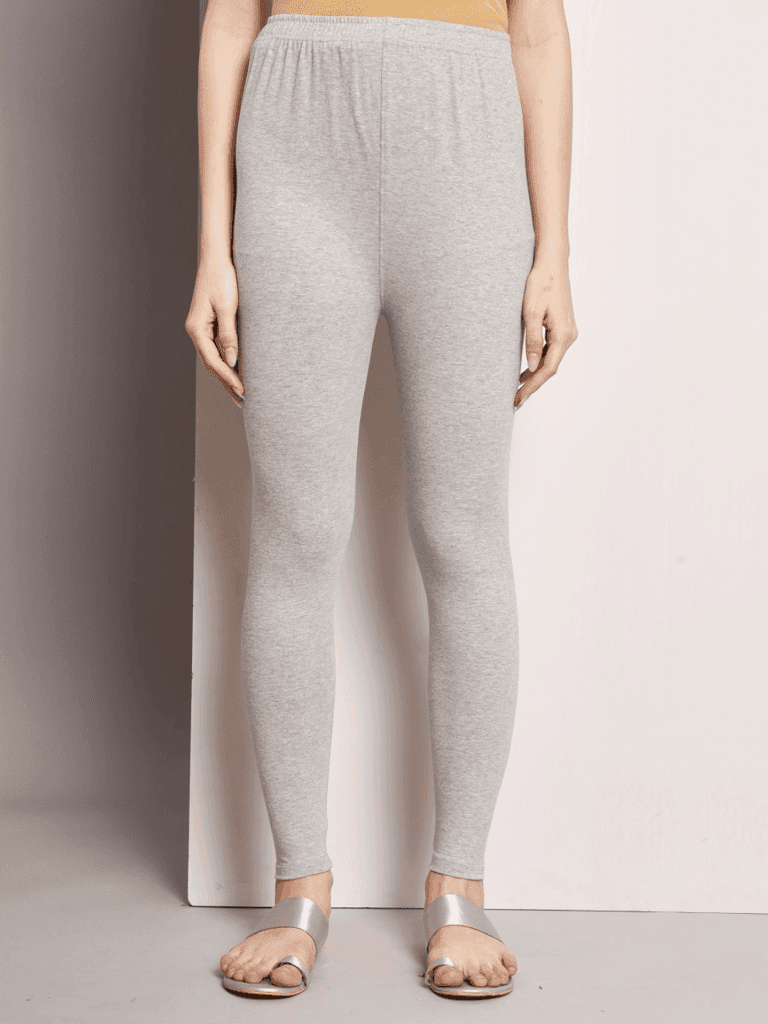 SOFT COLORS Women's Skinny Fit Ethnic Wear Ankle Length Leggings (Light Grey ) view 2