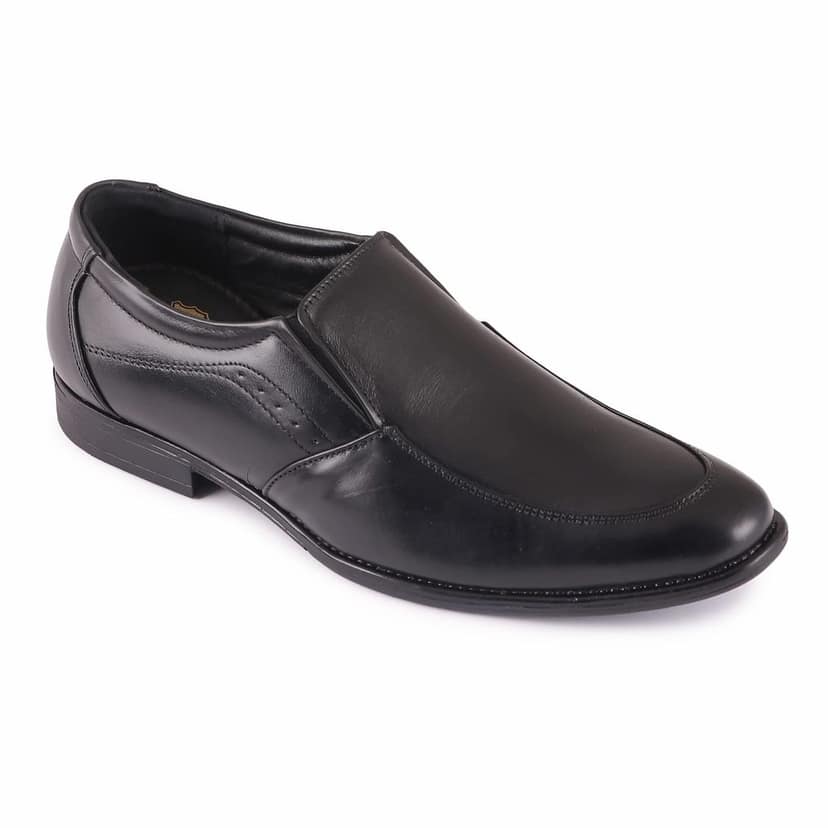 FEATHER LEATHER Latest Stylish Genuine Leather Shoe for Men's & Boys/Formals/Office Wear (Black)