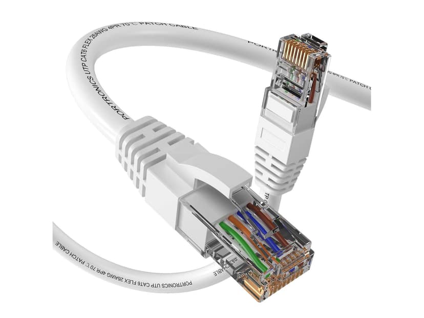 Portronics Net X2 Cat6 Certified Ethernet Cable, 1000 Mbps Speed, 250 MHz Bandwidth, Copper-Plated Connectors & Copper Clad Wires - White