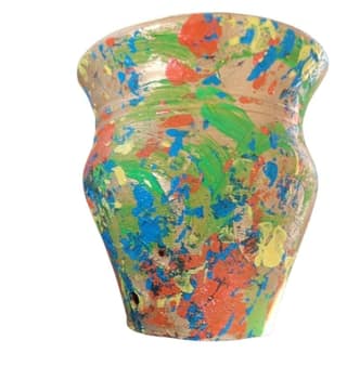 Colorful Hand Painted Clay Flower Pot for Home and Office Decor