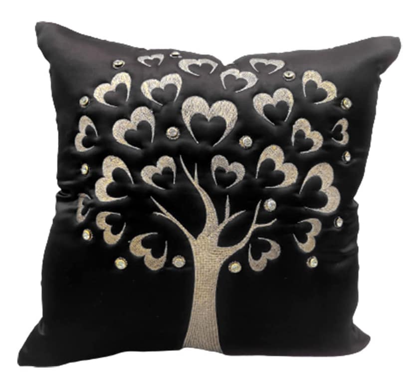 GOODVIBES Black Gold Embroidered Velvet Cushion Case Luxury Modern Throw Pillow Cover Decorative Pillow for Couch Living Room Bedroom Car| 16X16 Inches | 40cm * 40 cm I Set of 5| view 2
