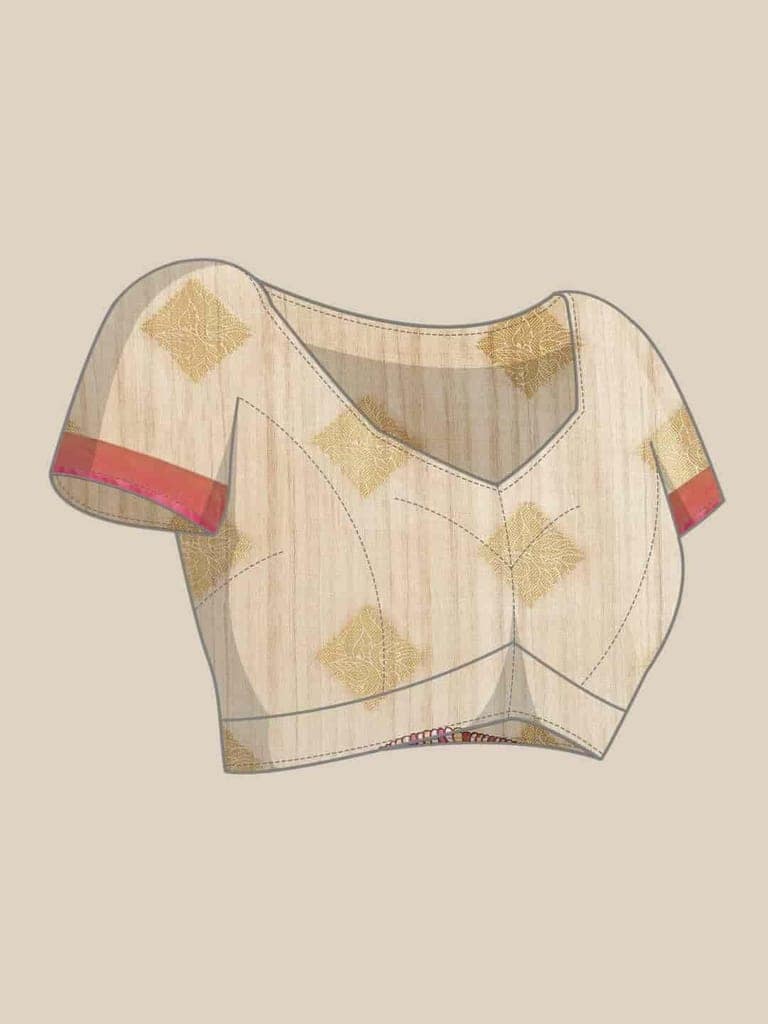 Women's Banarasi Digital Printed Zari Woven Saree with Unstiched Blouse Piece view 4