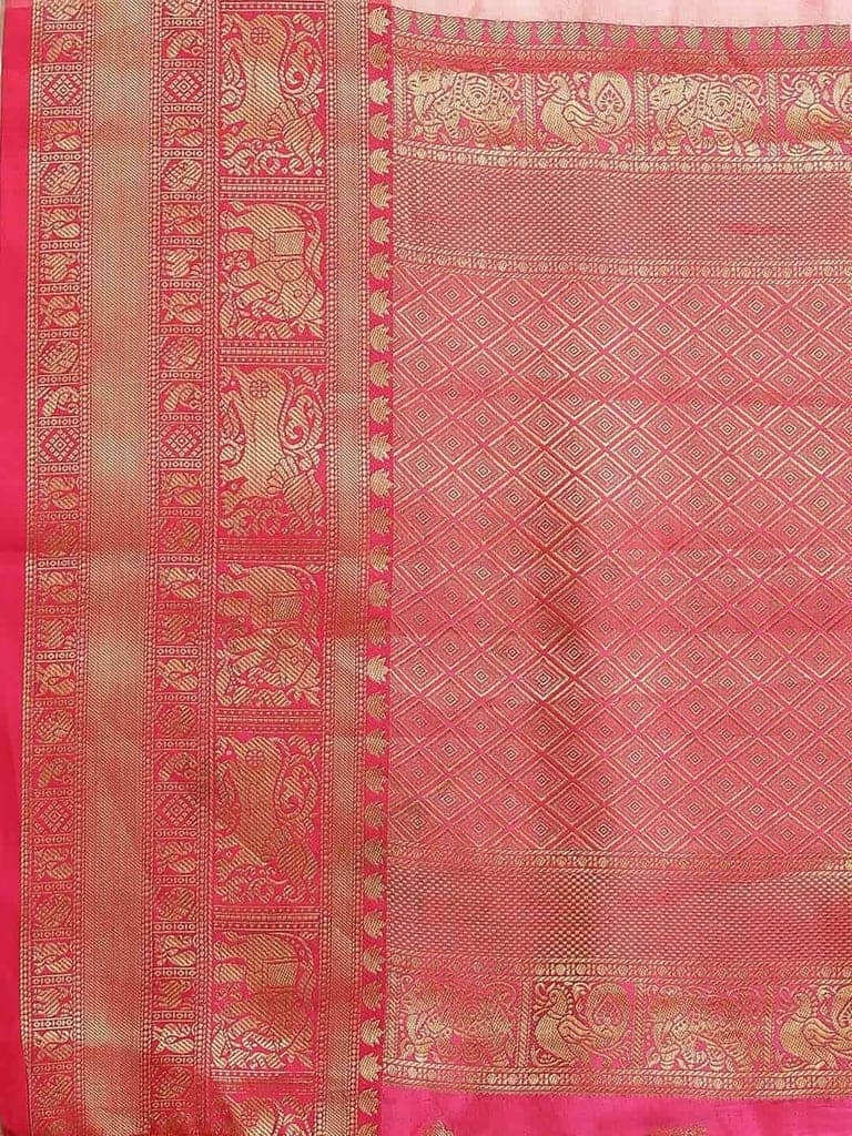 Women's Banarasi Digital Printed Zari Woven Saree with Unstiched Blouse Piece view 7