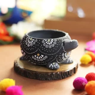 DECOREER Terracotta Turtle Tealight Holder