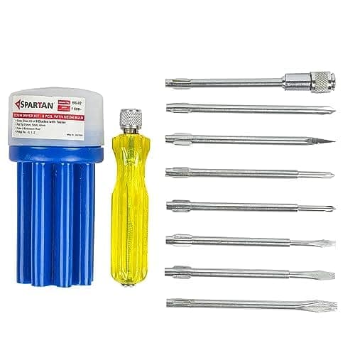 SPARTAN BS-02 8-in-1 Pc Screw Driver Kit With 3 Flat Blades, 3 Phillips Head, 1 Round Poker Bar, Extension Rod| Multi-purpose Tool Set Screwdriver Set (Multicolor) view 2