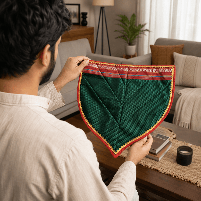 Decorative Khan Pan - Vibrant Green Diamond Pattern Home Decor Mat view 3