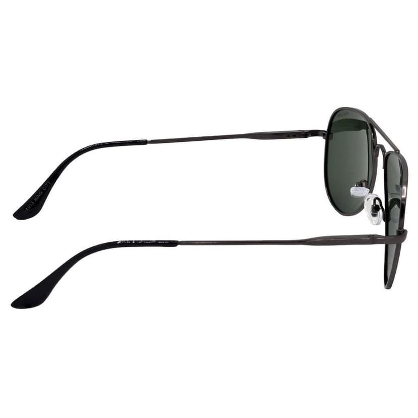 Stylish Pilot Full-Frame Metal Polarized Sunglasses for Men and Women | Green Lens and Grey Frame | HRS-KC1013-GRY-GRN-P view 4