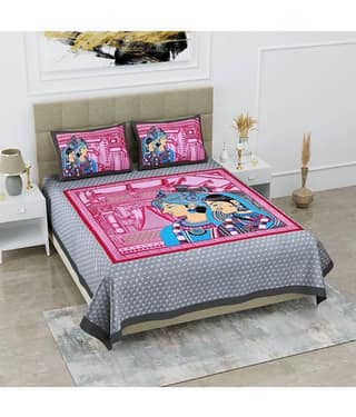 Cosito Cotton 1 Double Bedsheet with 2 Pillow Covers ( Grey )