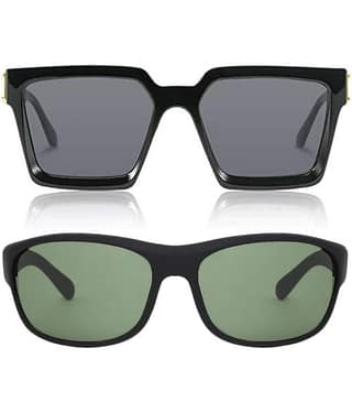 Kanny Devis - Black Rectangular Sunglasses ( Pack of 2 )
