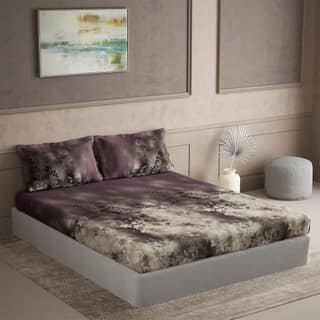 DDECOR - Galaxy Collection 100% Cotton Floral Pattern 145TC Super King Bedsheet |305 CM X 305 CM| Wine