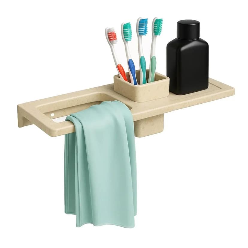 Ceramic Towel Ring & Brush Holder Glossy Ivory (RM-128)