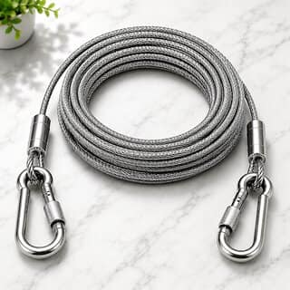 Long Lasting Rust Resistant Laundry Wire with Hooks and Wall Mount Fittings