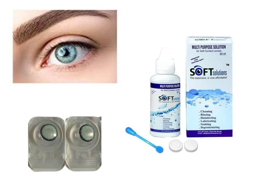HAZEL AND DARK SEA BLUE MD SPARKLE 2 PAIR MONTHLY COLOR CONTACT LENS WITH CASE, LENS HOLDER AND 60 ML SOLUTION (PACK OF 2 PAIR)