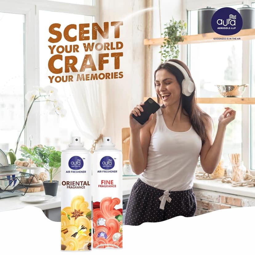 Aura Aerosols Air Freshener 300ml (Pack of 2) - Chandan & Charlie view 3