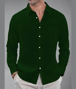 Vida Loca Cotton Blend Slim Fit Solids Full Sleeves Men's Casual Shirt - Green ( Pack of 1 )