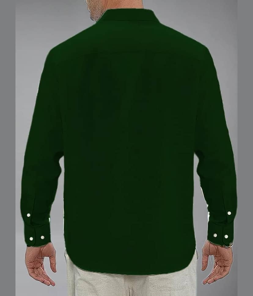 Vida Loca Cotton Blend Slim Fit Solids Full Sleeves Men's Casual Shirt - Green ( Pack of 1 ) view 2