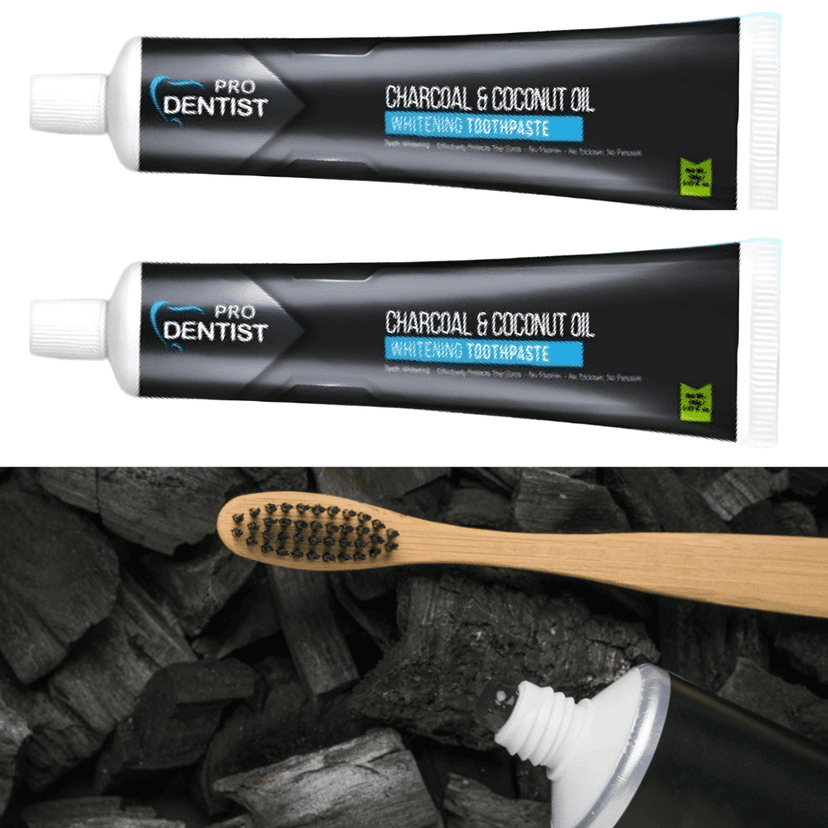 Pro Dentist Charcoal & Coconut Oil Whitening Toothpaste – Pack of 2 (100g each) | Natural Teeth Whitening, Plaque Removal, Cavity Protection, Herbal Oral Care Formula | Fluoride-Free, Triclosan-Free, Peroxide-Free