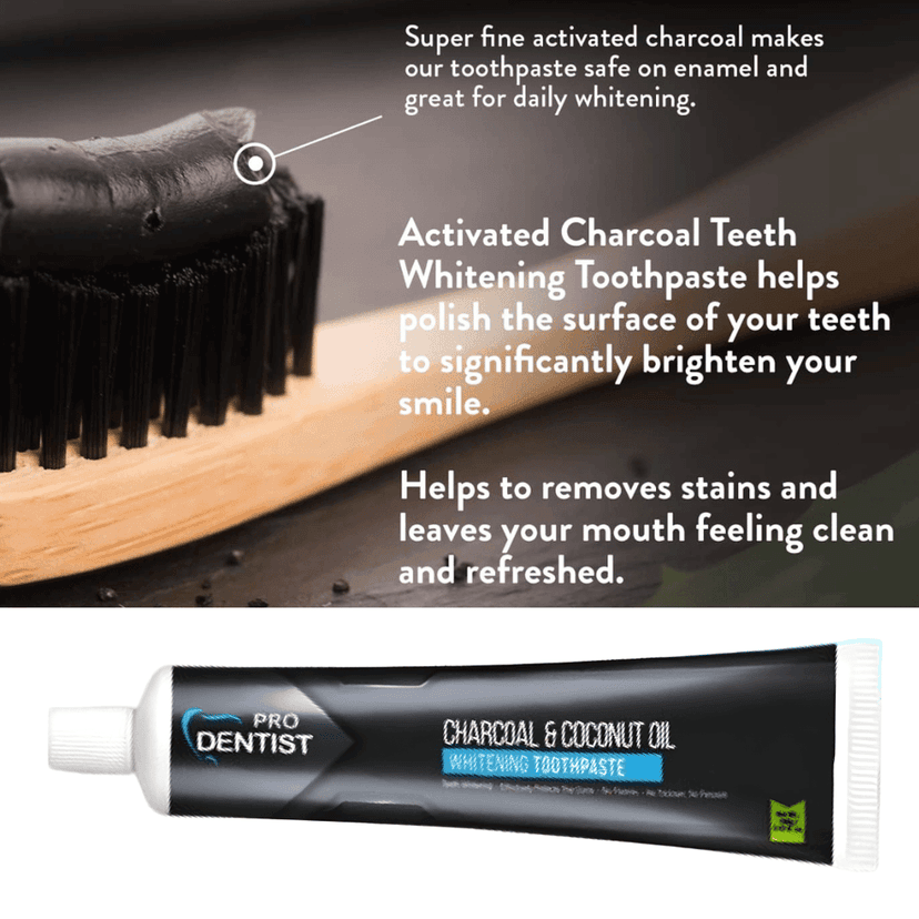 Pro Dentist Charcoal & Coconut Oil Whitening Toothpaste – Pack of 2 (100g each) | Natural Teeth Whitening, Plaque Removal, Cavity Protection, Herbal Oral Care Formula | Fluoride-Free, Triclosan-Free, Peroxide-Free view 2