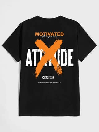 SCOTT FINCHER Men's Motivated Attitude Change Stepping Beyond Yourself Graphic Printed T-Shirt : AA(HSR)BLACK_116