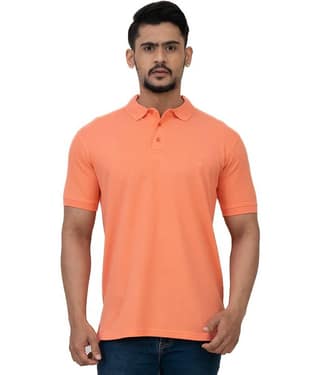 Cotstyle Pack of 1 Cotton Blend Regular Fit Solid Half Sleeves Men's Polo T Shirt ( Orange )
