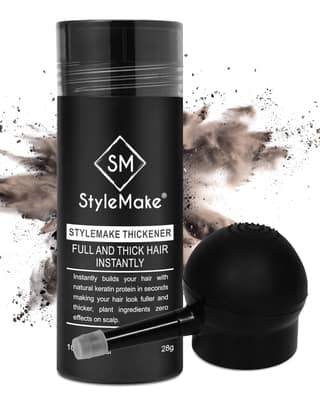 StyleMake Thickener Hair Fiber Dark Brown 28gm With Pump for Thin & Fine Hair | Thickening Fibre Spray for Men & Women | Loss Concealer | (Dark Brown Fiber + Applicator) StyleMake Thickener Hair Fiber Dark Brown 28gm With Pump for Thin & Fine Hair | Thic