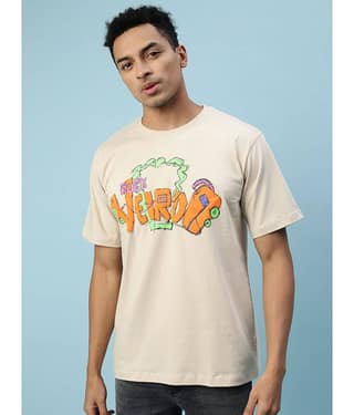 Veirdo Pack of 1 Cotton Regular Fit Men's T-Shirt ( Beige )