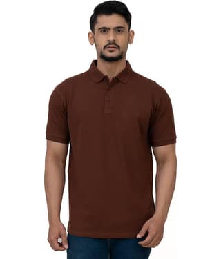 Cotstyle Pack of 1 Cotton Blend Regular Fit Solid Half Sleeves Men's Polo T Shirt ( Brown )