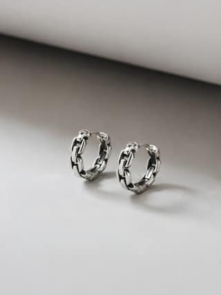 AXORA LIFE 925 Sterling Silver Oval Pattern Silver Hoop Earrings