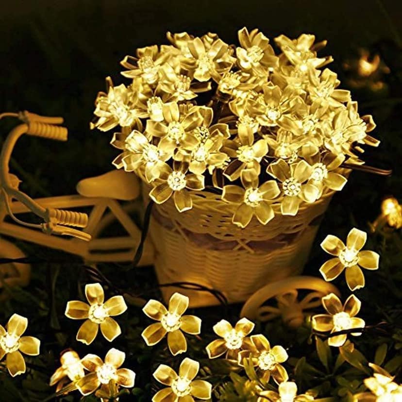 GLOWSERIE Warm White Flower LED String Lights – Decorative Fairy Lights for Home & Garden