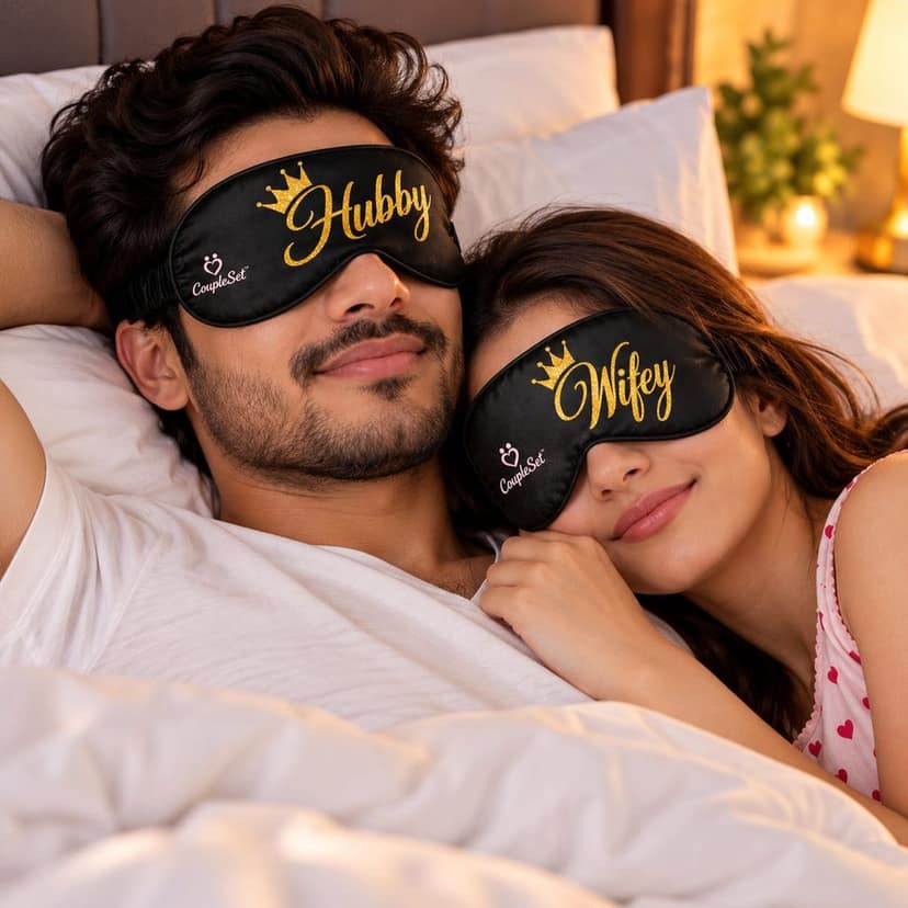 Hubby & Wifey Couple Sleeping Mask Set view 3