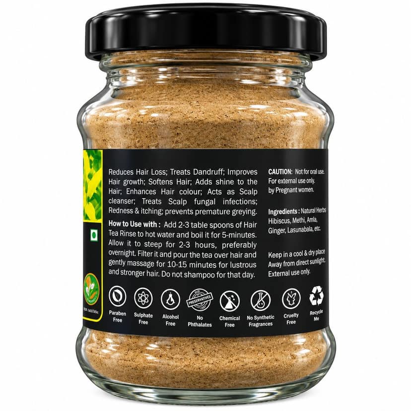 Green Tea Hair Rinse 50g | Herbal Hair Care | Hair Rinse Tea for Healthy Hair Growth | Lustrous, Longer, Stronger Hair | Scalp Detox & Hair Strengthening | Reduces Hair Fall, Control | Adds Shine | No Chemicals view 2