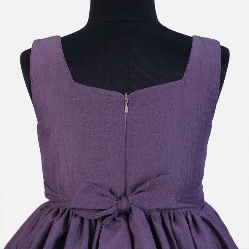 HEYKIDOO Kids Girls Floral Embroidered Comfortable Party Frock-Purple view 3