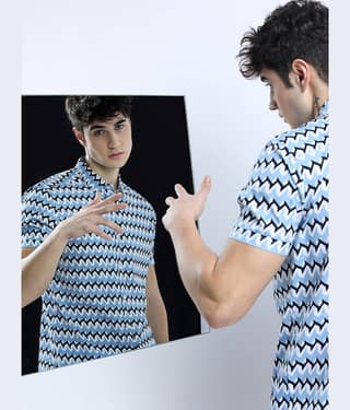 Ketch 100% Cotton Slim Fit Printed Half Sleeves Men's Casual Shirt - Navy Blue ( Pack of 1 )