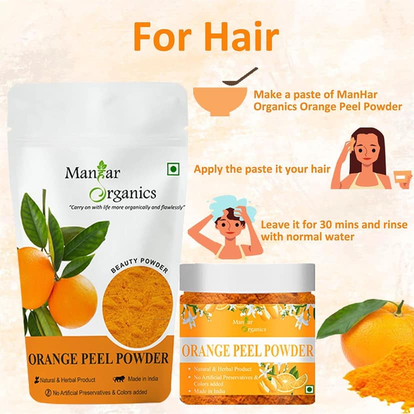 ManHar Organics Orange Peel Powder 100gm| Natural & Pure | Skin Brightening, Anti-Aging, and Acne Treatment | Herbal Beauty Powder view 5