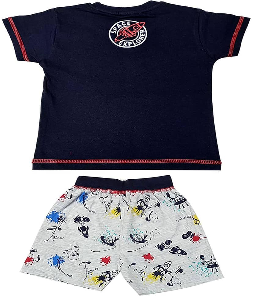 Kideon Pack of 1 Baby Boys 100% Cotton T-Shirt & Shorts ( Black ) view 2