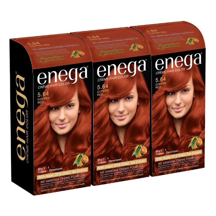 Enega Copper Red Hair Color Cream120ml | No Ammonia | With Argan Oil & Green Tea Extract | Nourishing & Long-Lasting