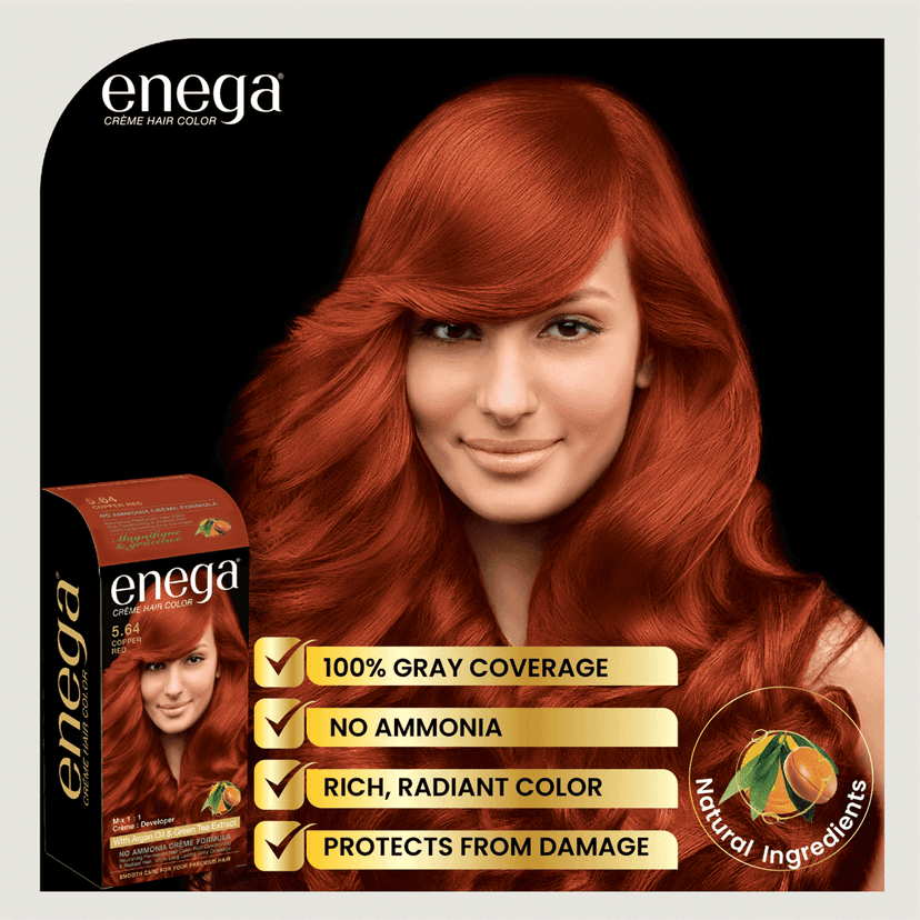 Enega Copper Red Hair Color Cream120ml | No Ammonia | With Argan Oil & Green Tea Extract | Nourishing & Long-Lasting view 4